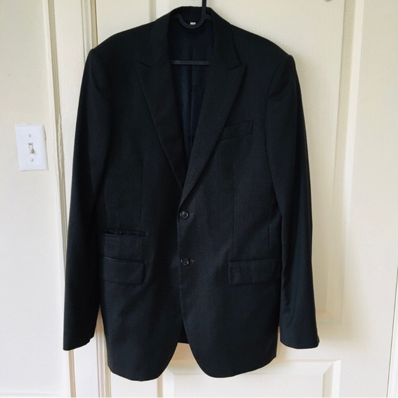 Burberry Made in Italy Black Virgin Wool Button Down Blazer size 41L